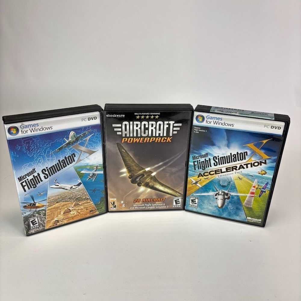 Flight Simulator‎ Aircraft LOT of 3 Microsoft PC Aviator DVD Games Windows